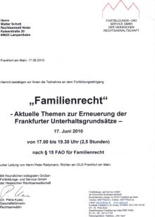 Fortbildung Frankfurter Unterhaltsgrundsätze